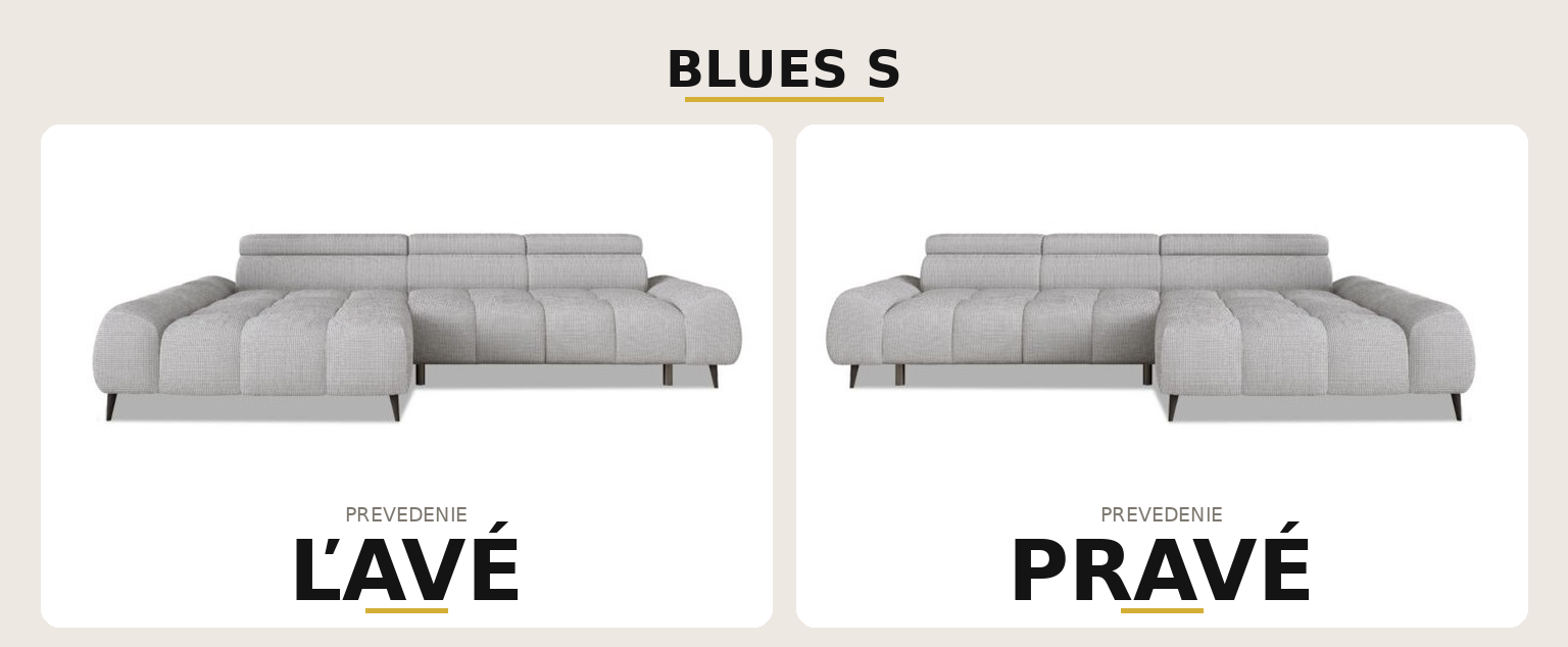 Sedacia súprava BLUES S – ľavé a pravé prevedenie